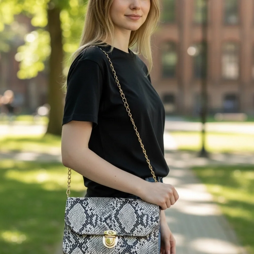 Snakeskin Print Crossbody Bag - Picture 1 of 3